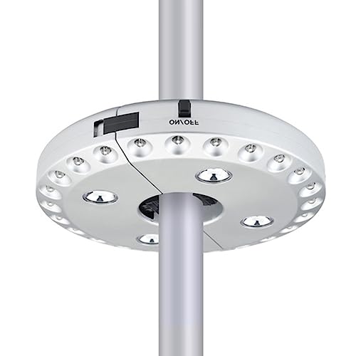 LED Parasol Umbrella Lights,maxant Outdoor Patio Umbrella Light with 28 Clear Bulb Battery Operated Cantilever Parasol Lights 3 Level Dimming,for Backyard,Camping Tents (White)