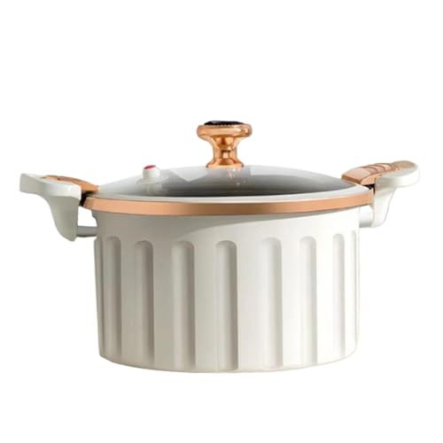 BDXMKS Ollas para Sopa Olla for cocinar sobre Estufa de 8L Resistente al Calor Hecha a Mano con Tapa y asa de Vidrio(White)