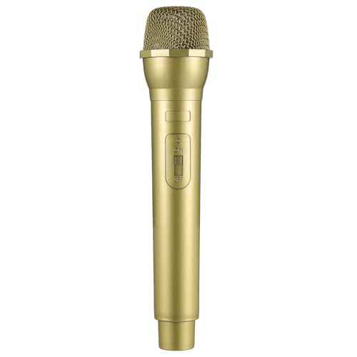 Fake Microphone Prop Gold Prop Microphone Toy Realistic Karaoke Fake Mic Toy with Metal Mesh for Costume Halloween Christmas Karaoke Party 9.25x1.97 in