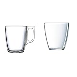 producto 2: Vasos de diario Luminarc Nuevo Set 6 tazas desayuno mugs café de vidrio para microondas 25cl, Negro + Vasos, Set de 6, 6