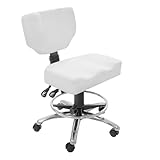 SKINACT Supreme Edition Esthetician Medical Drafting Stool with Back Cushion Tattoo Hydraulic Chair in Black and White Colors (White)