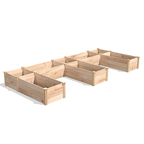 Greenes Fence Premium Cedar Raised Garden Bed, 6' X 14' X 16.5" E-Shaped Bed - Made In Usa With North American Cedar #TOP2