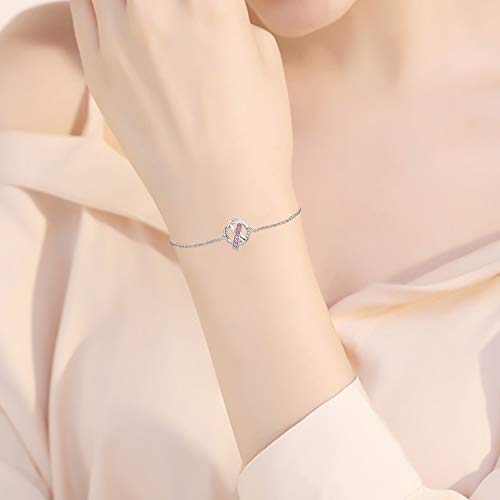 Aoboco Breast Cancer Gifts For Women, Sterling Silver Cancer Awareness Bracelet, Pink Ribbon Jewelry With Austrian Crystal #TOP4