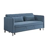 Lexicon Oakhill Velvet Convertible Studio Sofa with Pull-Out Bed, 72' W, Blue