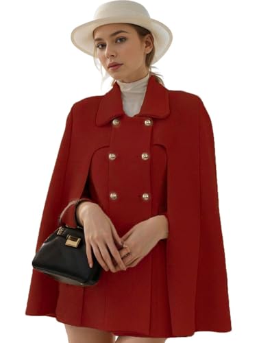 CHARTOU Eleganter Poncho für Damen, zweireihig, geschlitzte Ärmel,...