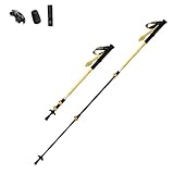 Wanderstöcke, Nordic Walking Stöcke, Teleskop, Ultraleichte Trekkingstöcke, Mit Gummipuffer-Set, Verstellbar, Wanderstöcke Aus Carbonfaser, Spitzen Aus Carbon-Wolfram-Stahl, 2er-Set (Gelb)