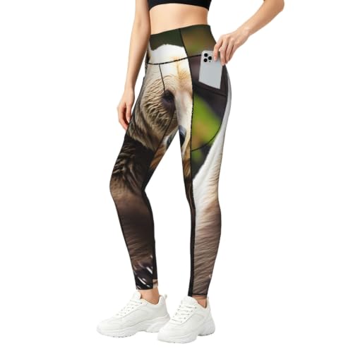 Leggings de oso marrón y blanco conjuntos de entrenamiento premium texturizados para mujer y deporte