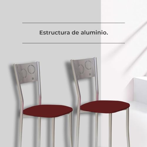 ASTIMESA SCPRBU Dos sillas de Cocina, Metal, Burdeos, Altura de Asiento 45 cms - imagen 3