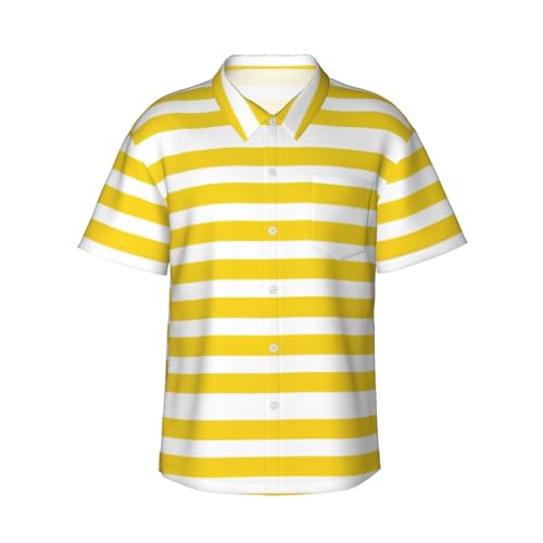 Chemise hawaïenne à rayures jaunes pour homme en coupe décontractée du S au 3XL