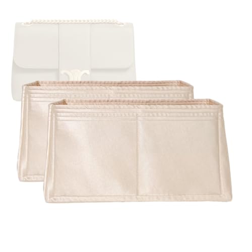 Zoomoni Silky Purse Organizer for Celine Medium Victoire Bag (115853) [Set of 2] (Handmade/4 Color Options) [Silky Satin, Silk Liner, Insert, Shaper]