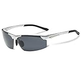 COSVER Men's Sports Style Polarized Sunglasses for Driving Cycling Running Fishing Golf Unbreakable - Metal Frame Al-Mg Glasses (2578-Silver, clear)