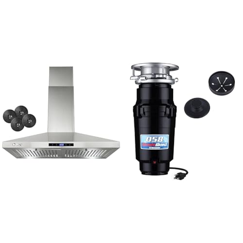 AKDY 30 in. Wall Mount Range Hood, 3-Speed Fan and LED Lights in Stainless Steel, Convertible Range Hood Ducted to Ductless with 2-Sets of Carbon Filters