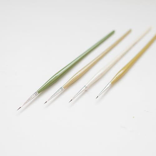 Image of Wood Professional Synthetic Detail Paint Brushes Set, 4 Fine Tip Sizes, with Storage Case