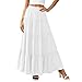 Maxi Skirts Linen Summer Flowy Tiered Elastic High Waisted A Line Vintage Pleated Long Skirts for Women Spring Boho Womens Clothing White 2XL