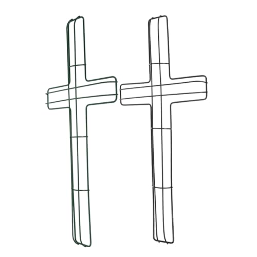 Cabilock Realistic Wreath Frame Metal Wire Craft Cross Wreath Shaped Easy Install Decor