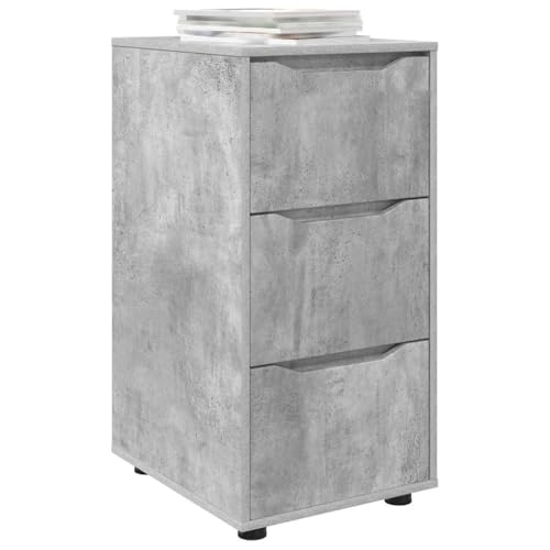 Armoire de rangement gris béton 40cm avec 3 compartiments et tiroir chic