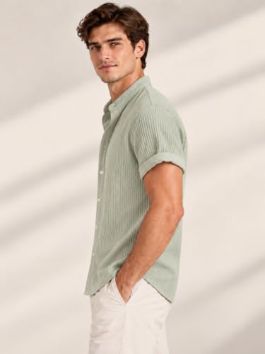 Image of Leriya Fashion Casual Shirt for Man | Short Sleeve Button Closure Shirts with Mandarin Collar | Premium Poly Lycra Blend Textured Shirt for Everyday Outfit for Office,College,Travel
