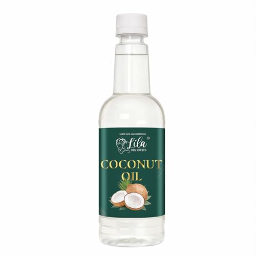 Image of LILA DRY FRUITS Pure Coconut Oil 50 ML for Cooking & Eating | Edible Cold Pressed Oil for Daily Use | Kachi Ghani Lightweight Natural Cholesterol Free Nariyal ka Tel for Indian Food, Baking & Frying