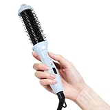 Ouphiny Dual Voltage Heated Round Brush, Mini Thermal Brush for Volumizing and Small Curls, 1 Inch Travel Curling Iron for Short Hair, Blue