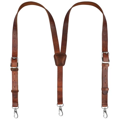 Image of Grain Buffalo Leather Suspender for Men | 0.2 inches thickness | Western Heavy Duty Dress Suspender