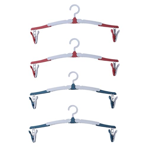 LINXAS ハンガー 4本セット 折りたたみ 携帯ハンガー コンパクト 旅行 出張 携帯用 キャンプ 軽量 スーツ 折り畳み 強力 洗濯 便利 洗濯ばさみ付き