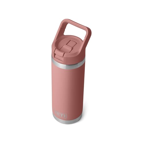 Image of YETI Rambler 18 oz Bottle, Vacuum Insulated, Stainless Steel with Color Matching Straw Cap, Sandstone Pink