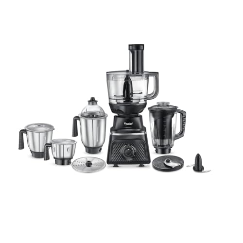Prestige Prisma Pro 750W 5 Jars Mixer Grinder|Stainless Steel Jars 3U, Multi Utility Jar 1 U, & Juice Jar 1 U|6 Super-Efficient Blades|Black & Silver
