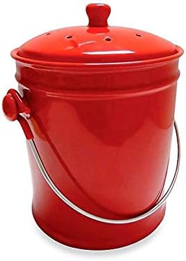 Natural Home 1-Gallon Ceramic Compost Bin in Red