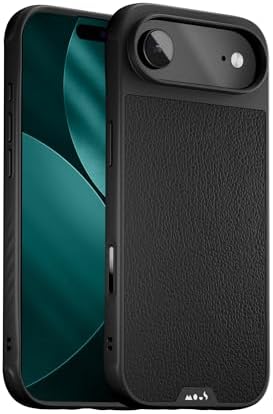 Mous for iPhone Air Limitless Black Leather Case, Compatible with MagSafe, Full Camera Protection, Shockproof, Black