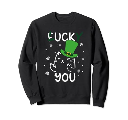 Drôle de chat noir léprechaun baise Lucky You St Patrick Day Sweatshirt