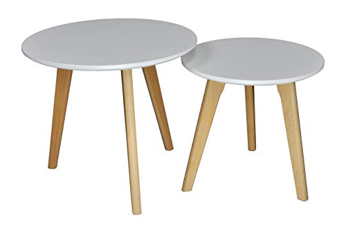 SAMIRA Tavolini da salotto mod. Twins con top bianco in mdf e piedi in legno