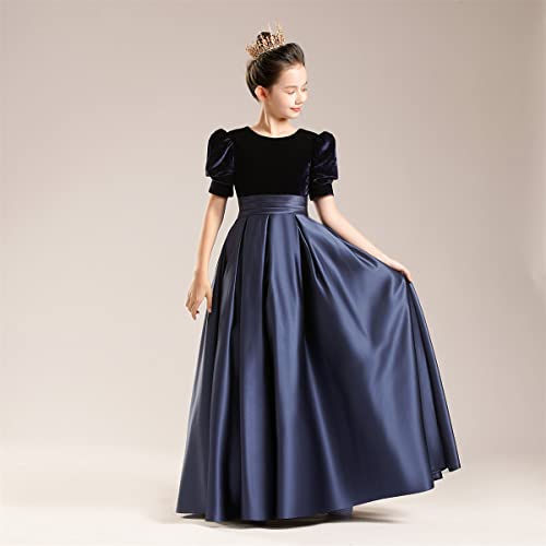 Velvet Short Sleeve Girl's Party Dress Prom Ball Gown Pageant Dress4