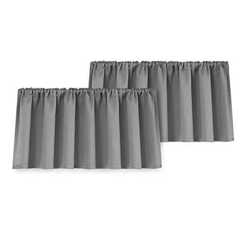 Yakamok 18 Inches Grey Blackout Curtains Valances for Basement Windows