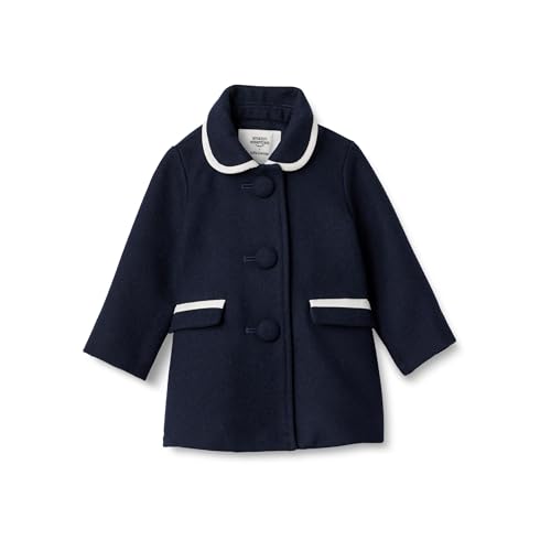 Amazon Essentials x Sofia Grainge Baby Girls' Wool Blend A-Line Dress Coat with Curved Collar, Navy, 18 Months - image 1