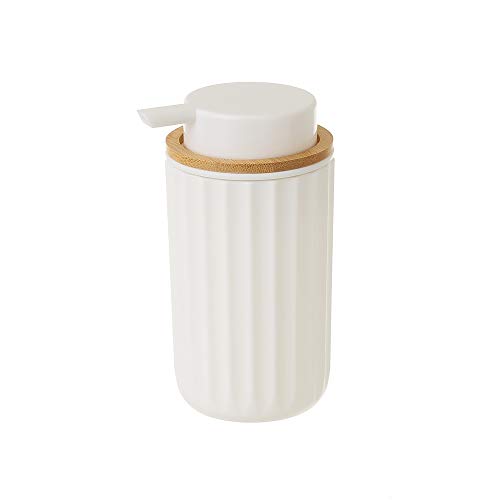 Dispensador de jabón de bambú y PVC Blanco de Ø 9x14 cm - LOLAhome