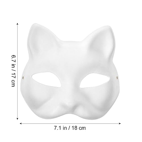 Toyvian 2Pcs Máscara De Gato Therian De Gato Branco Papel Sem Pintura Em Branco DIY Máscara De Hallo