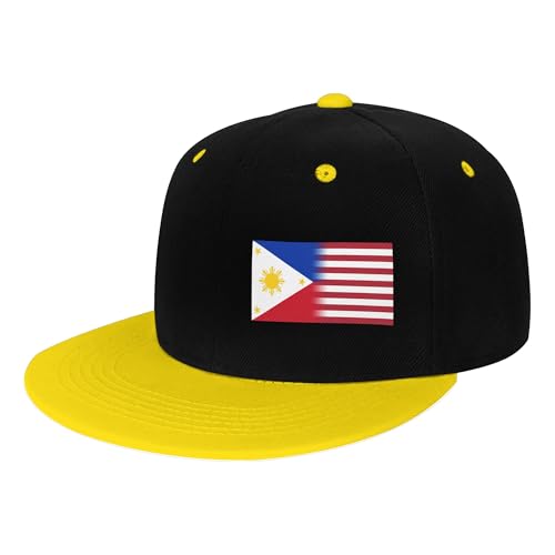 American Flag and Philippine Flag Children's Flat Brimmed Hip-hop Hat Flat Eave Sunscreen Duckbill Cap Headgear