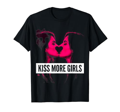Kiss More Girls Bold Graphic Design T-Shirt, Men, Black, Medium