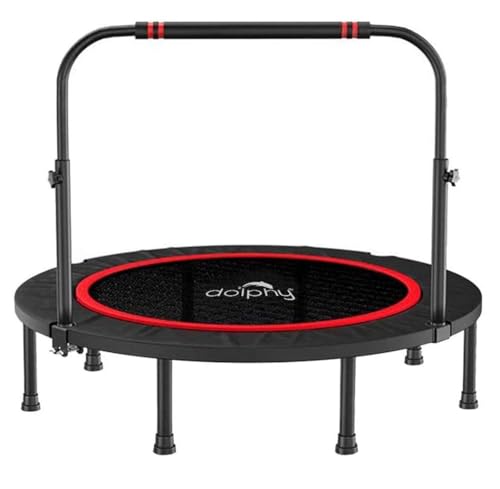 Image of Dolphy Portable & Foldable Trampoline - 40 inch in-Home Mini Rebounder with Adjustable Handrail, Fitness Body Exercise for Kids Adults Indoor /Garden Workout Max Load 80kg.