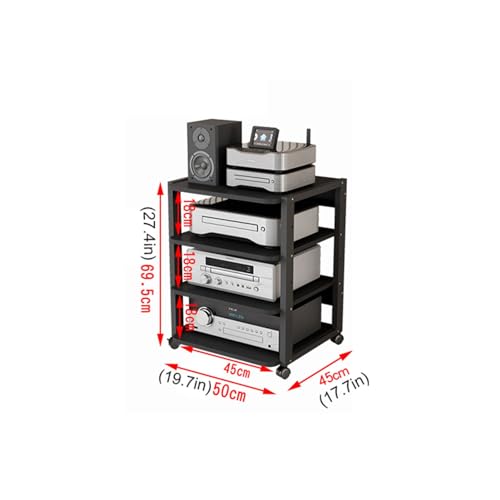 Meuble stéréo noir à 7 étagères de rangement pour console de jeu - 2
