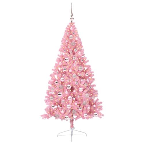 Árbol de Navidad artificial rosa con luces LED GeenYuu 180 cm 3