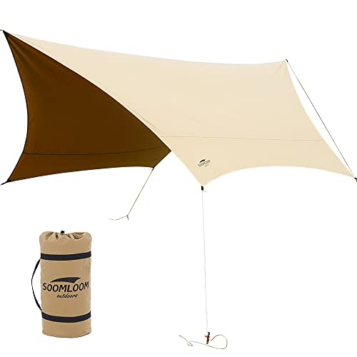 Soomloomヘキサタープ4.2ｍｘ4.1ｍ 焚き火可 ポリコットンTC ファイアプレイス...