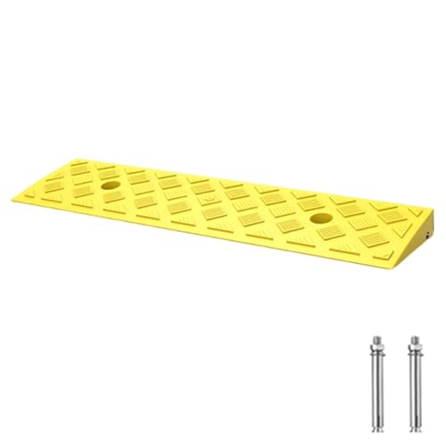 Rampa portátil para umbral de silla de ruedas, automóvil, scooter, entrada y escalón, de PE ligera antideslizante con elevación de 1 pulgada y tornillo de expansión (Amarillo) miniatura 1