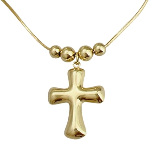 Collar de cruces en dos tonos con oro de 18k joyeria religiosa de clavicula para mujer