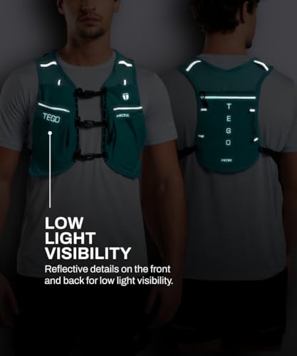 Image of TEGO Pacer Lite Running Hydration Vest | Lightweight Minimalist Running Vest | Compatible with 200 ml / 250 ml / 500 ml Soft Flasks | Reflective | for Running & Training