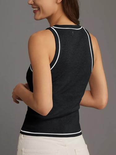 Tankaneo Womens Summer Ribbed Tank Top Casual Ringer Scoop Neck Sleeveless Knit Fitted Tops Going Out Tee Shirts3