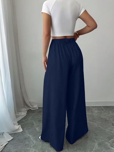 Image of Aahwan Solid High Waist Straight Korean Loose Pleated Wide Leg Trouser for Women's & Girl's