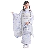 [KYOETSU] [キョウエツ] 七五三 7歳 女の子 四つ身 着物 セット 753 帯 小物 はこせこ フルセット くすみ (1.淡雪の桜日和, 115-125cm)
