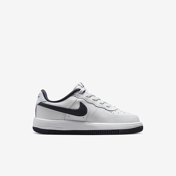 Nike Force 1 Low EasyOn Little Kids' Shoes (FN0237-104, White/Football Grey/Midnight Navy) Size 1.52