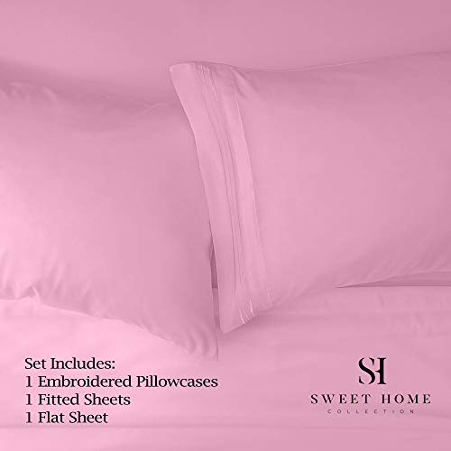 1500 Supreme Collection Twin Sheet Sets Pink - 3 Piece Bed Sheets And Pillowcase Set For Twin Mattress - Extra Soft, Elastic Corner Straps, Deep Pocket Sheets, Twin Pink #TOP1